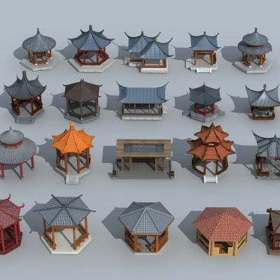 中式古建亭子组合