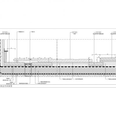 酒店淋浴间地面排水槽节点详图