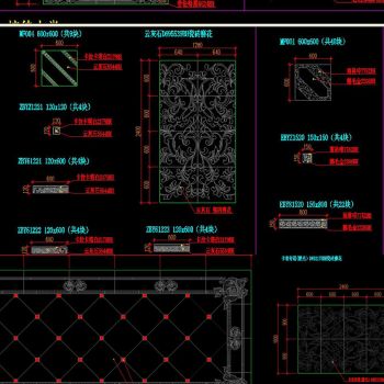 独家欧式拼花石材图样水刀波打线CAD素材