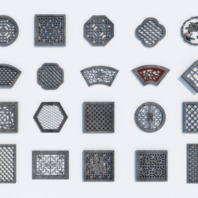 新中式花窗雕花