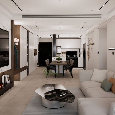 现代客餐厅厨房