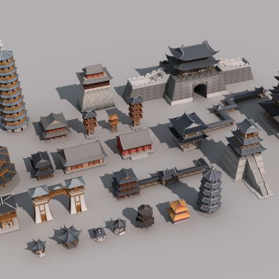 中式古建筑塔楼鸟瞰