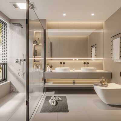 现代卫生间 马桶 浴室柜 洗脸盆 镜子 坐便器 浴缸 摆件