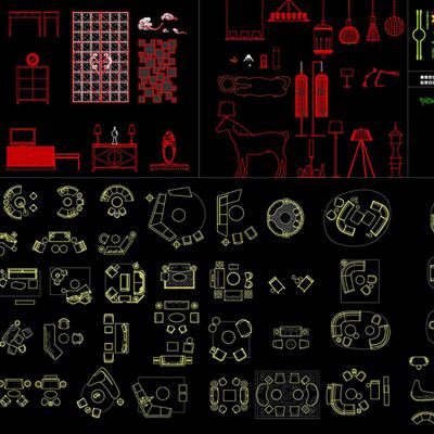 室内设计沙发办公室具工装CAD平面素材图块