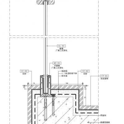 玻璃扶手固定节点详图