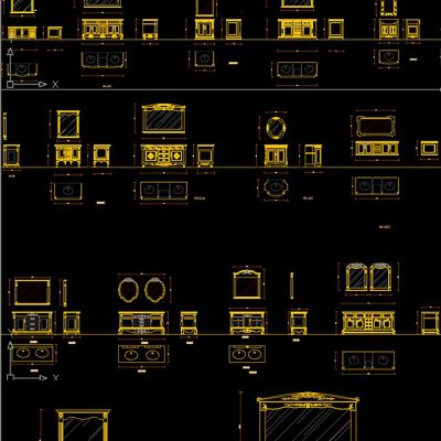 欧式卫浴柜柜子家具CAD素材图