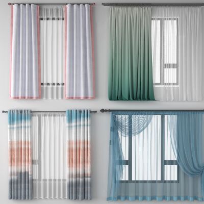 现代窗帘纱帘组合