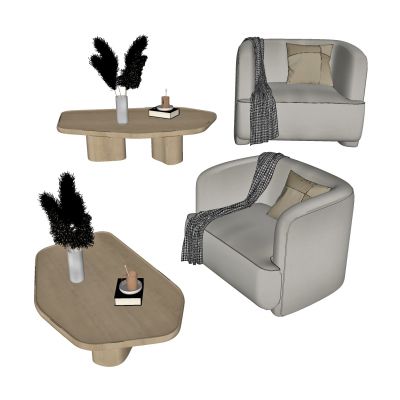 日式沙发茶几组合，简约沙发，茶几，木质茶几，边几，单人沙发，休闲椅，沙发