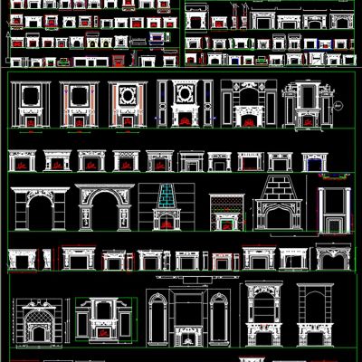 壁炉素材图集cad