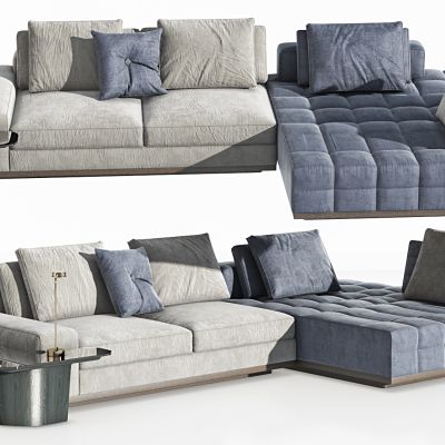 现代多人沙发，转角沙发，客厅沙发，懒人沙发，拐角沙发，茶几，布艺沙发