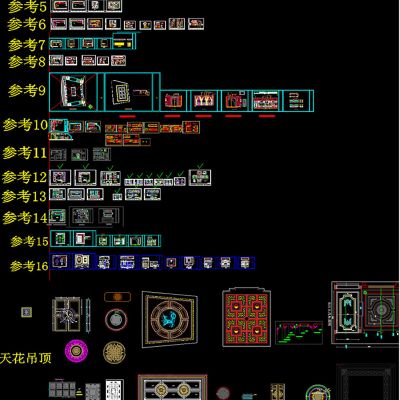 雕刻背景墙酒柜衣柜橱柜cad图集素材