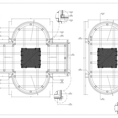 椭圆形 异形柱体石材干挂节点图