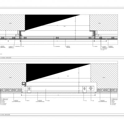 木饰面，石材消防栓门剖面图