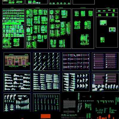 欧式中式现代室内设计装修设计CAD素材图库