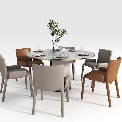 现代圆餐桌椅组合