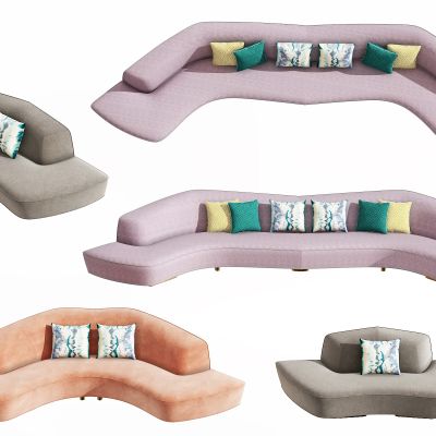 现代异形沙发，休闲沙发，休闲座椅，弧形沙发，拐角沙发，创意沙发，抱枕
