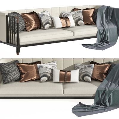 新中式三人沙发，沙发，多人沙发，抱枕，毯子，双人沙发，沙发抱枕，沙发组合