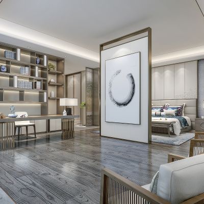 现代家居卧室全景