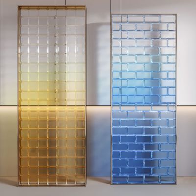 彩色玻璃砖屏风 隔断