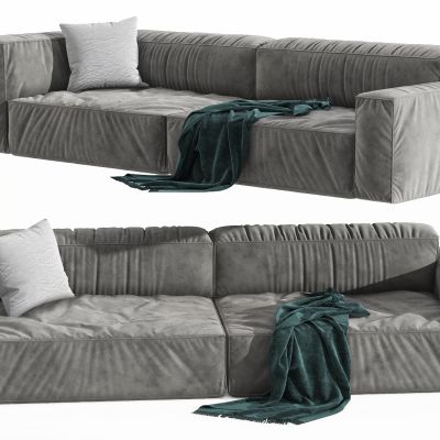 现代多人沙发，沙发，休闲沙发，沙发凳，懒人沙发，写实沙发，毯子，抱枕