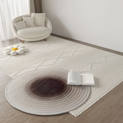 奶油风圆形地毯