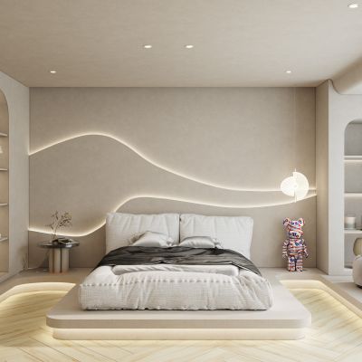 诧寂风造型灯带卧室