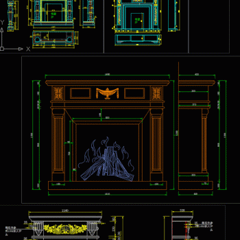 整木固装欧式壁炉深化设计CAD设计素材