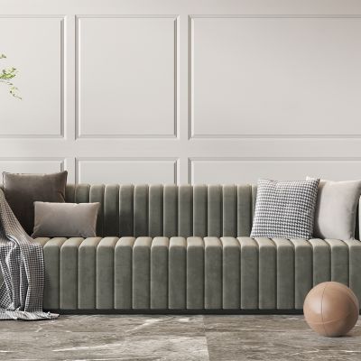 现代布艺多人沙发