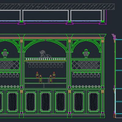 整木家居实木酒柜书柜CAD设计素材