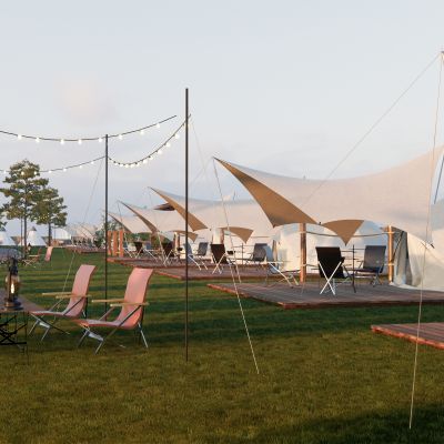 露营营地，天幕帐篷，户外露营3D模型