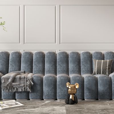 现代布艺多人沙发