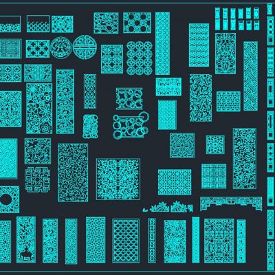 装修设计CAD中式花格CAD图素材