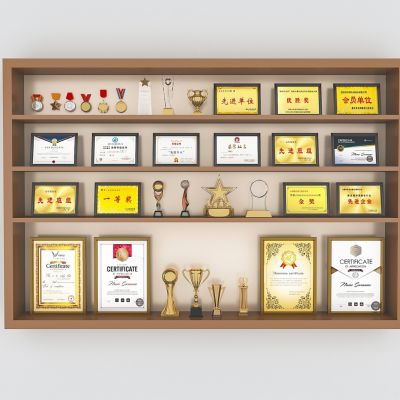 旗帜徽章_奖杯_奖牌_荣誉证书_锦旗组合