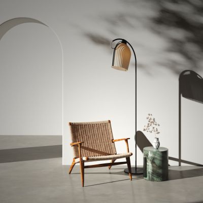 现代单椅木质编织椅场景