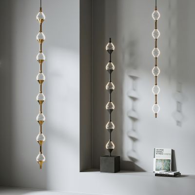 现代极简灯具组合_吊灯_落地灯