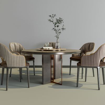 现代布艺餐桌椅组合