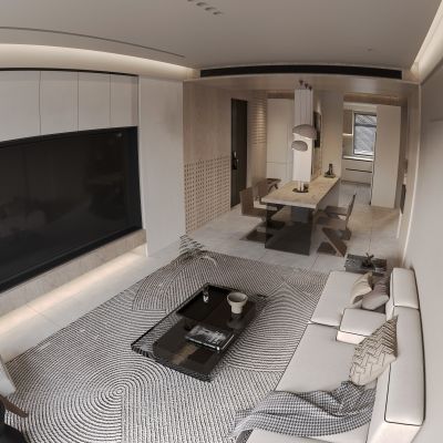 现代极简侘寂风客厅