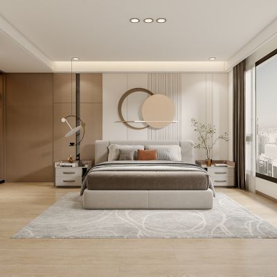 现代卧室 床头柜 小吊灯