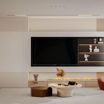 现代极简奶油风客厅