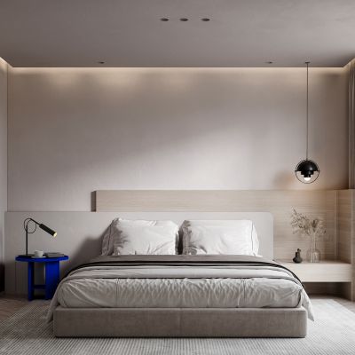 现代极简侘寂风卧室