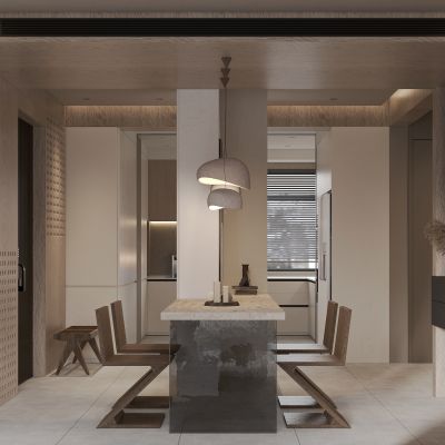 现代极简侘寂风餐厅
