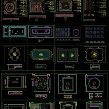 天花吊顶美式法式中式欧式CAD素材图