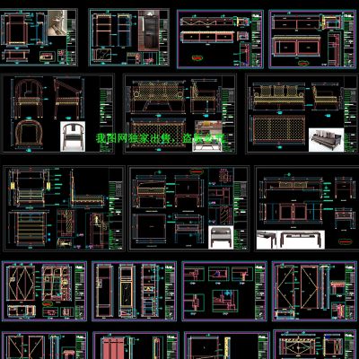 新中式家具CAD图纸CAD素材图
