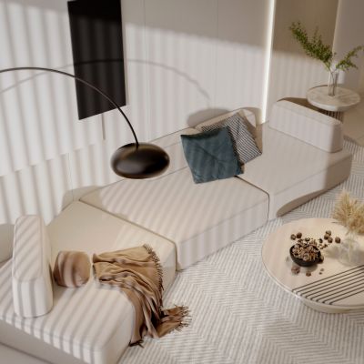 现代极简奶油风客厅