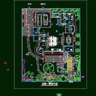 小别墅庭院园林CAD图纸CAD素材图