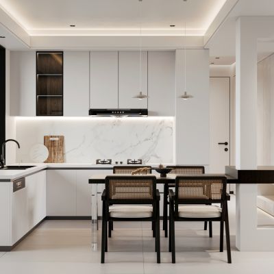 黑白现代极简厨房餐厅