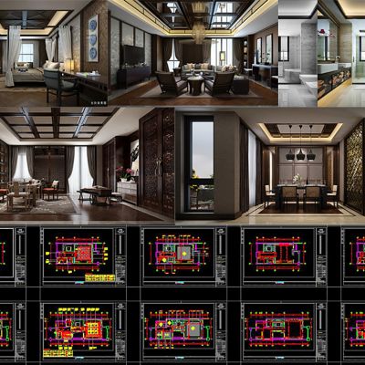 CAD标准样板间施工图高清效果图施工说明CAD素材图