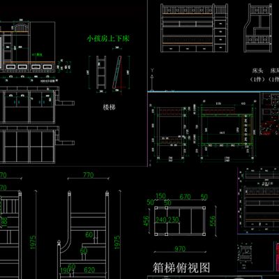 上下床高低床儿童床CAD图库CAD素材图