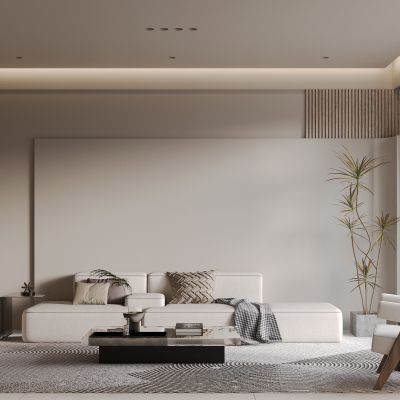 现代极简侘寂风客厅