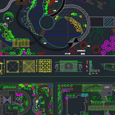 庭院园林空中花园屋顶花园别墅花园CAD素材图